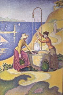 Paul Signac Women at the Well (Young Provencal Women at the Well) (mk06) Sweden oil painting art